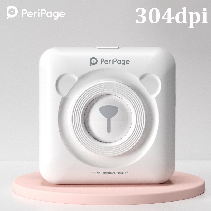 Peripage A6 203/304DPI Photo Printer Bliuetooth Wireless Thermal Printer Paper Sticker Label Printer Paper for Android iOS PC: 304dpi White
