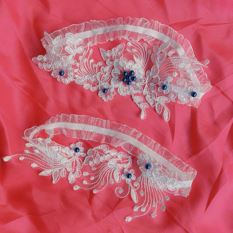 2Pcs Wedding Garter Lace Beads Embroidery Flower Sexy Garters Women/Female/Bride Thigh Ring Bridal Lace Leg Ring Loop