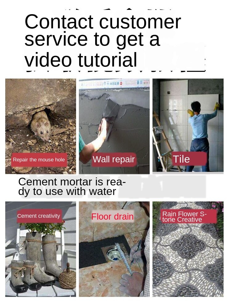 En vrac ciment sable ménage mortier colle colmatage étanche trou de remplissage réparation mur pot de fleurs séchage rapide noir eau sédiment