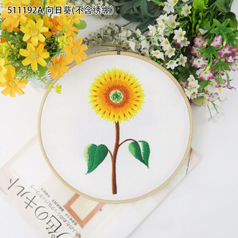 DIY Embroidery Flower Materials Package Embroidery Hoop Handmade Cross Stitch Kits For Beginners bordado Decor Sewing Supplies: 511192A