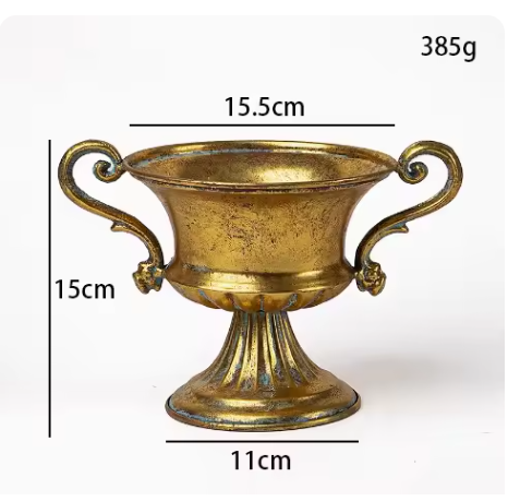 Jarrón de copa de hierro Retro europeo, decoración del hogar, sala de estar, arreglo de figuritas de flores, artesanías, adornos de maceta de Metal para Hotel: violet