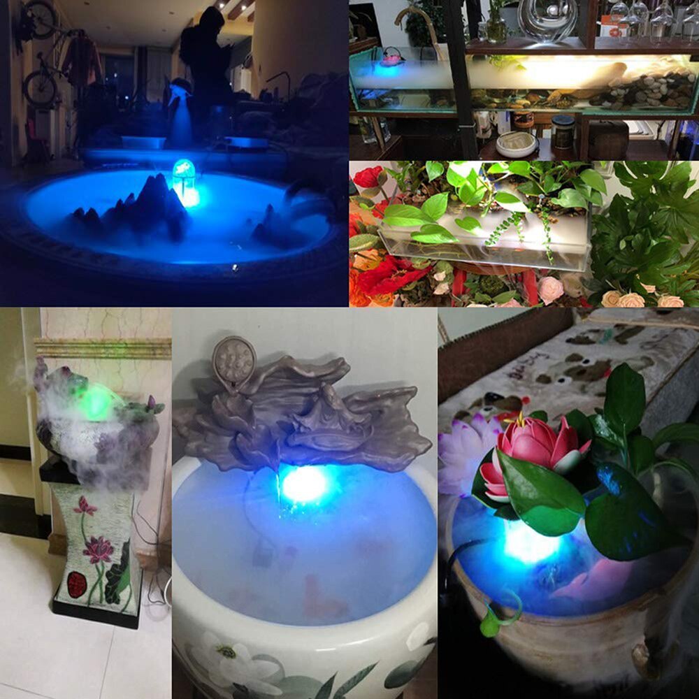 Aquarium Mist Maker 12 Led Lighting Pond Fog Maker Fog Machine Air Humidifier Landscape Decoration For Fountain Pond Aquarium