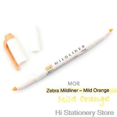 branded Zebra MildLiner Highlighter Marker Double-Sided Round Toe/Oblique Mild 15 Color for Choose Office and School Supply: Mild Orange 1PC