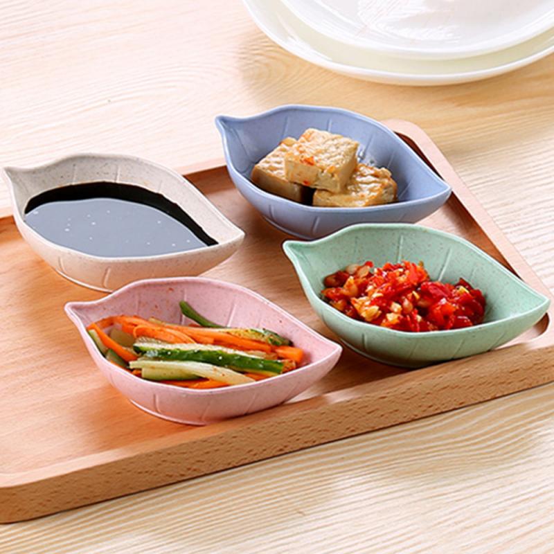 Juego de 4 Uds. Ecológicos de paja de trigo de platos, platos de condimento creativos, vajilla pequeña y multiforma para niños, suministro de vajilla de cocina
