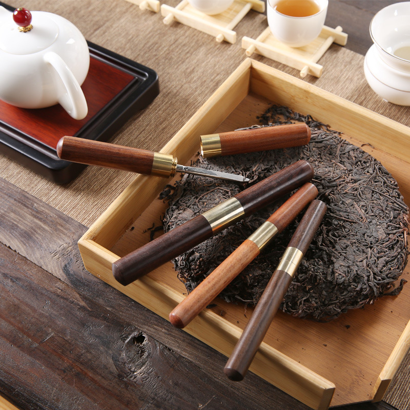 Professionelle Tee Nadel Ziegel Tee Brechen Nadel ebenholz Griff Griff Puer Puerh Neugierigen Werkzeug