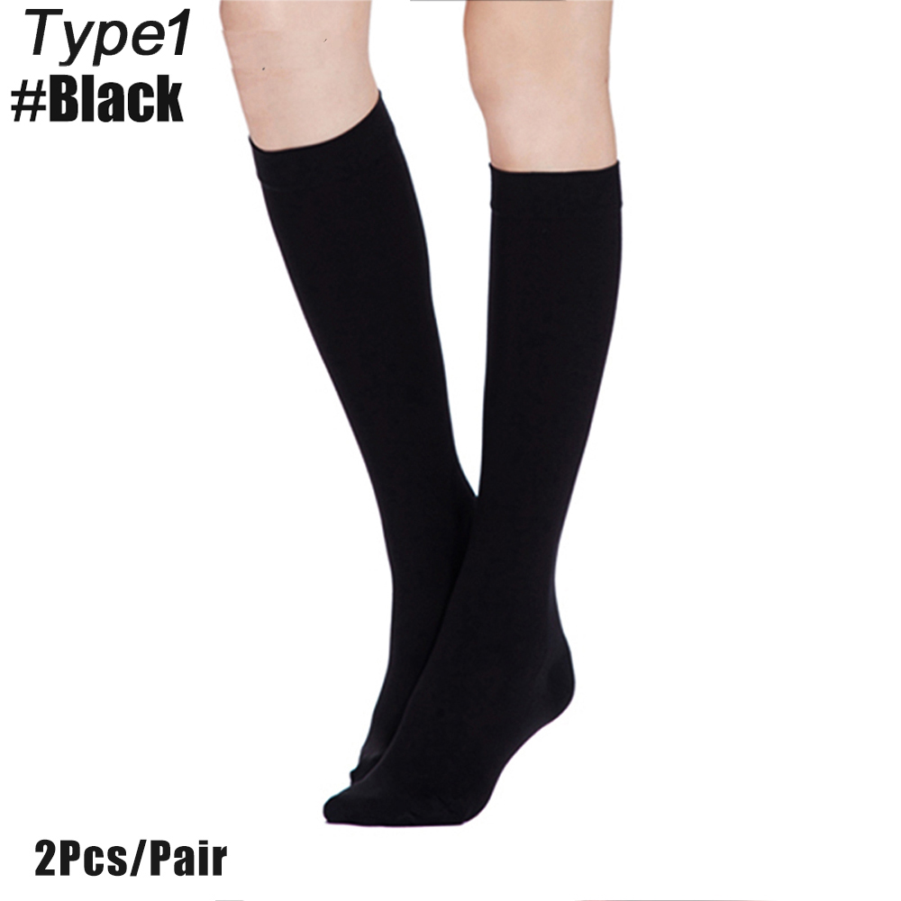 1Pair 20-30 mmHg Compression Stocking for Men and Women, Knee High Length, Open Toe: black / Small