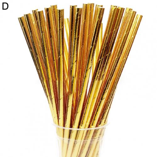 25Pcs/Bag Paper Drinking Straw Wide Application Disposable Stylish Stripe Pattern Water Straw for Home: Yellow 3