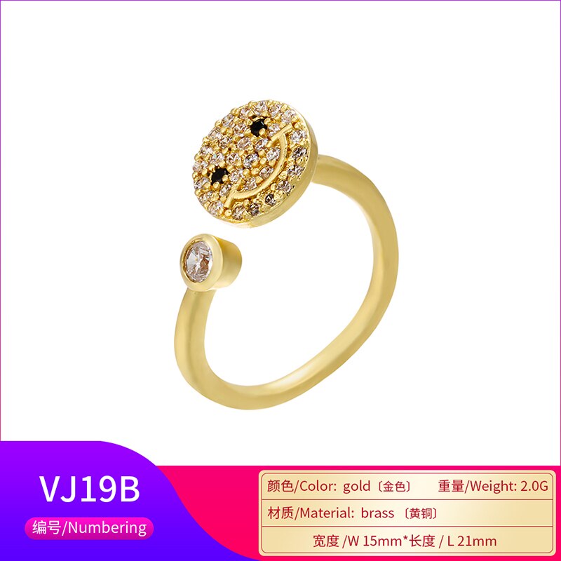 HECHENG Regenbogen Cz Stein Stapeln Ring Für Frauen Geometrische Wellen Lächeln Gold Silber Farbe Stangenbrot CZ VJ8: Rosa