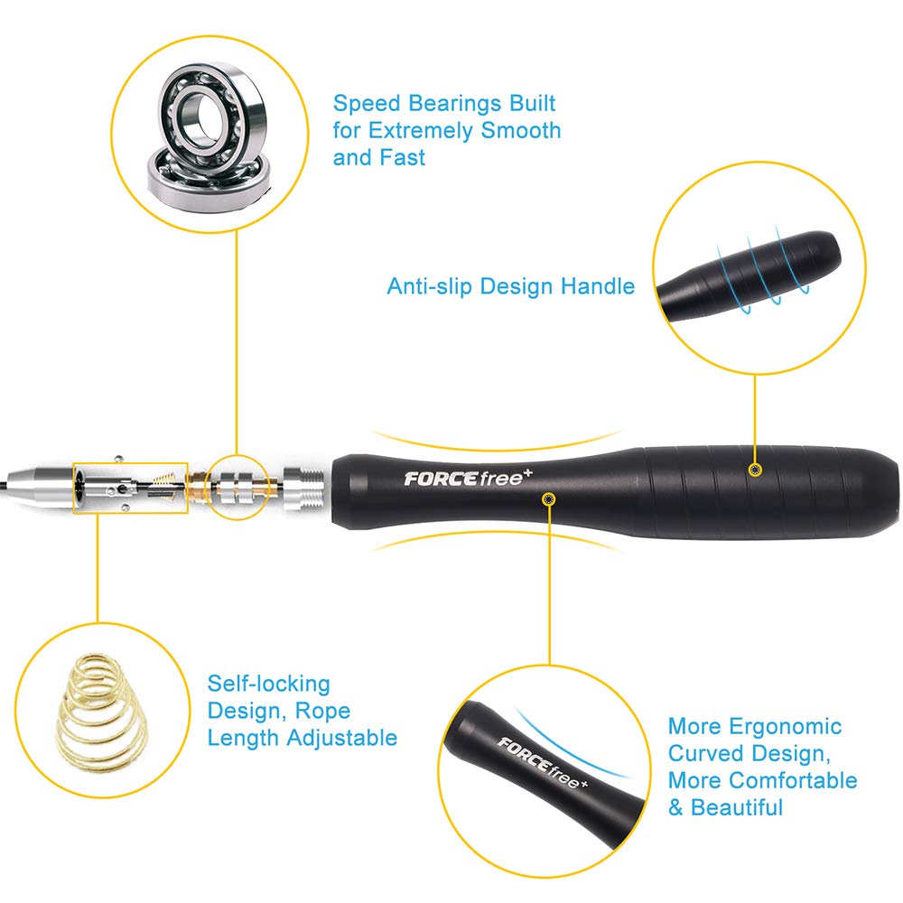 Forcefree+ Fitness Speed Jump Rope Self-Locking Adjustable Metal Skipping Ropes for Crossfit Workout Jumping Training