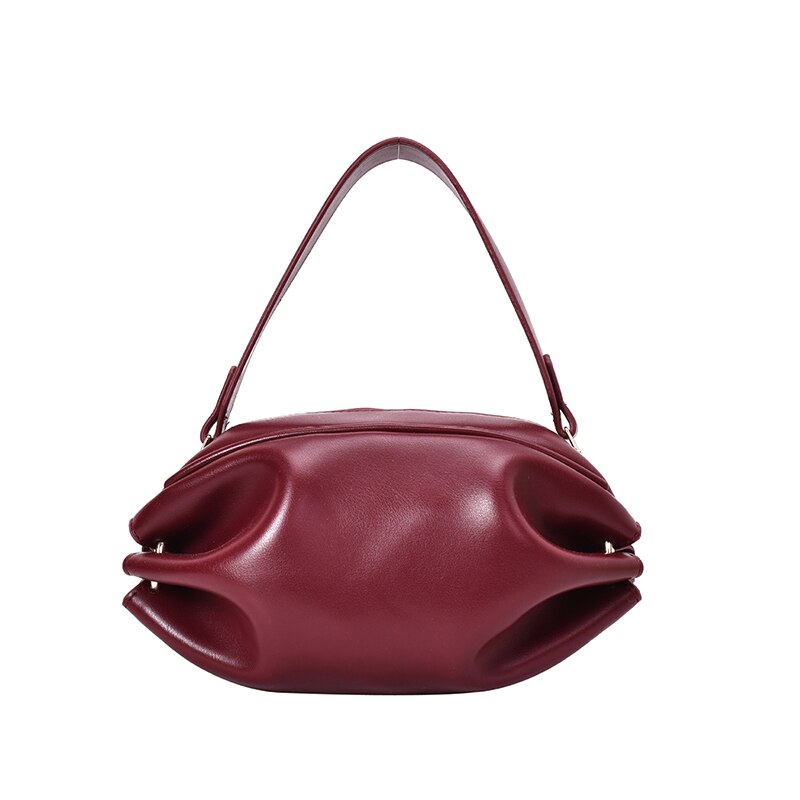 Women Shoulder Bag For Female Handbags PU Leather Female Crossbody Messenger Bags Youth Folding Bags: Red Wine