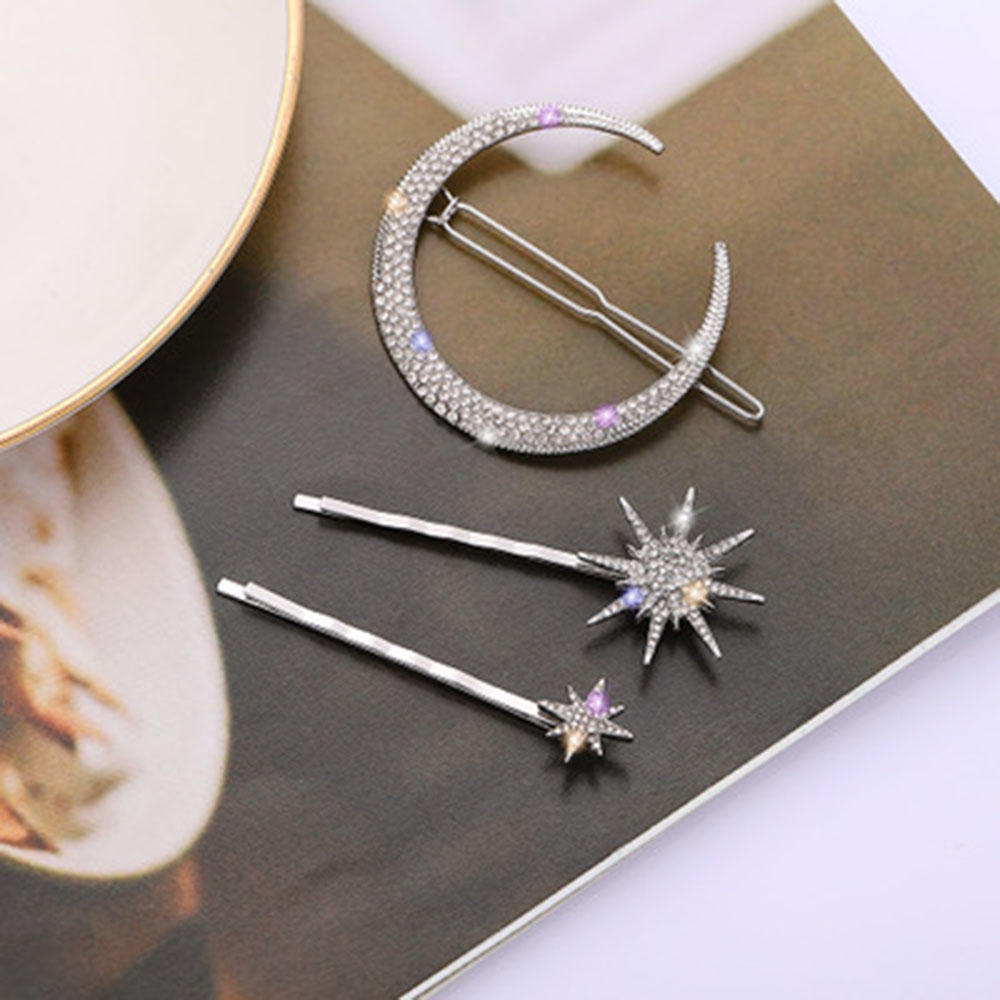 1/3 stk moon star rhinestone hårklemme metal hårnål kvinder pige bang side hårgreb hårspænde hovedbeklædning gør-det-selv styling tilbehør juvel: 8