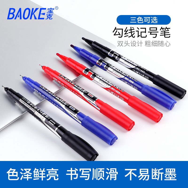 1 Pcs Red/Blue/Black The Office Supply Double-head Marker Pen Stationery Oily Markers Fast Dry Marker Pens