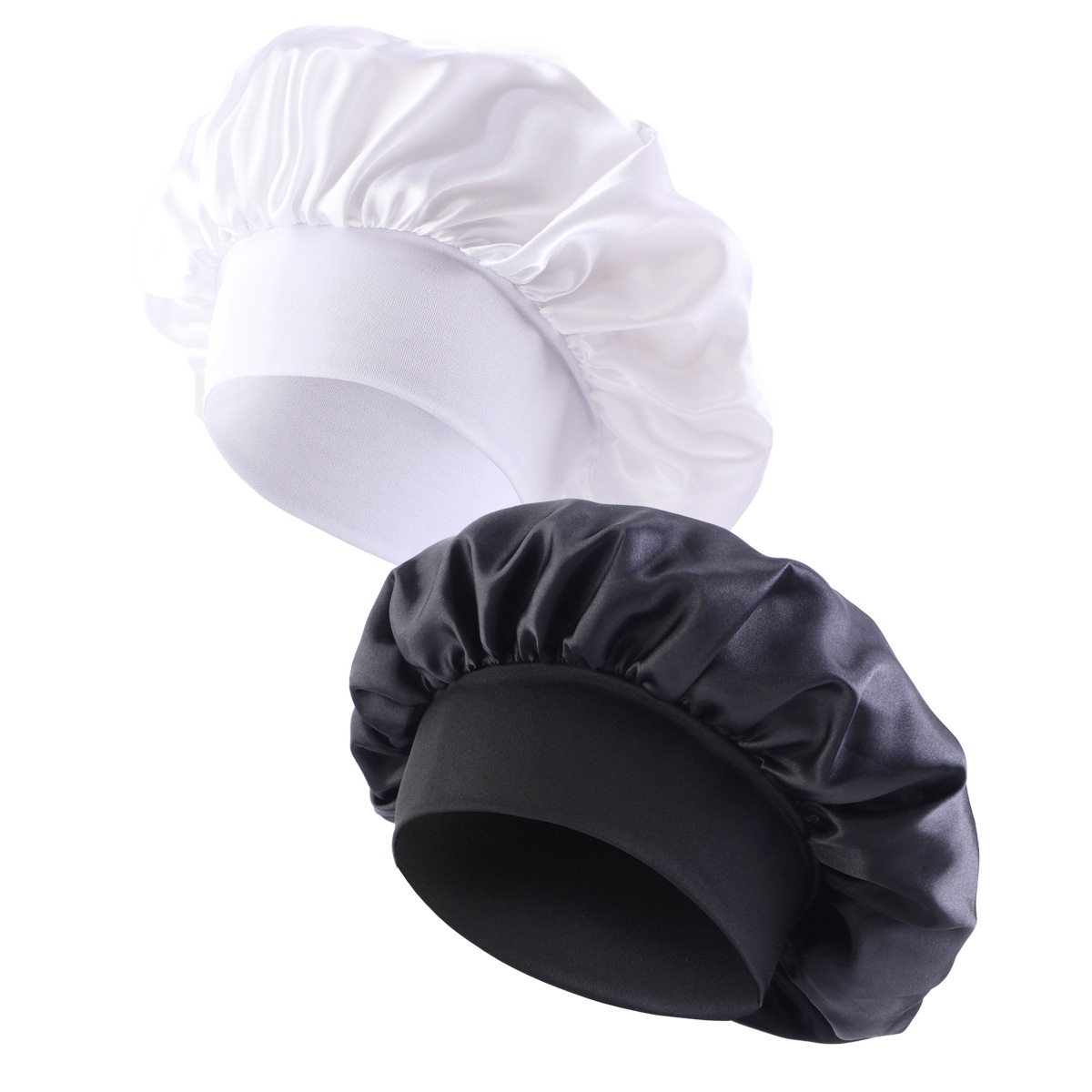 Satin Wide Brim Nightcap Silky Bonnet Hair Wrap for Sleeping Sleep Cap With Elastic Soft Band Styling Cap Hair Wrapping Tool