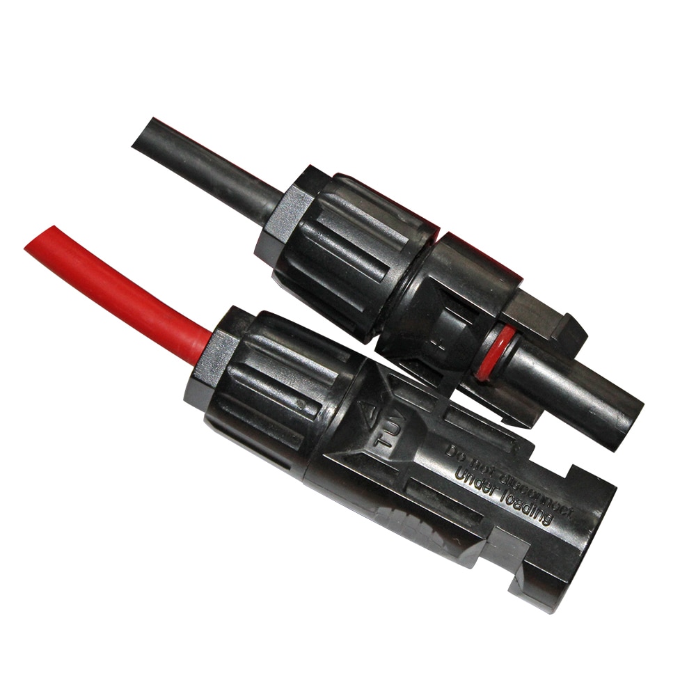 Solcellepanel pv-kabel klassifisert svart og rød 2.5 mm 2 4 mm 2 solkabel med soltett vanntett kontakt