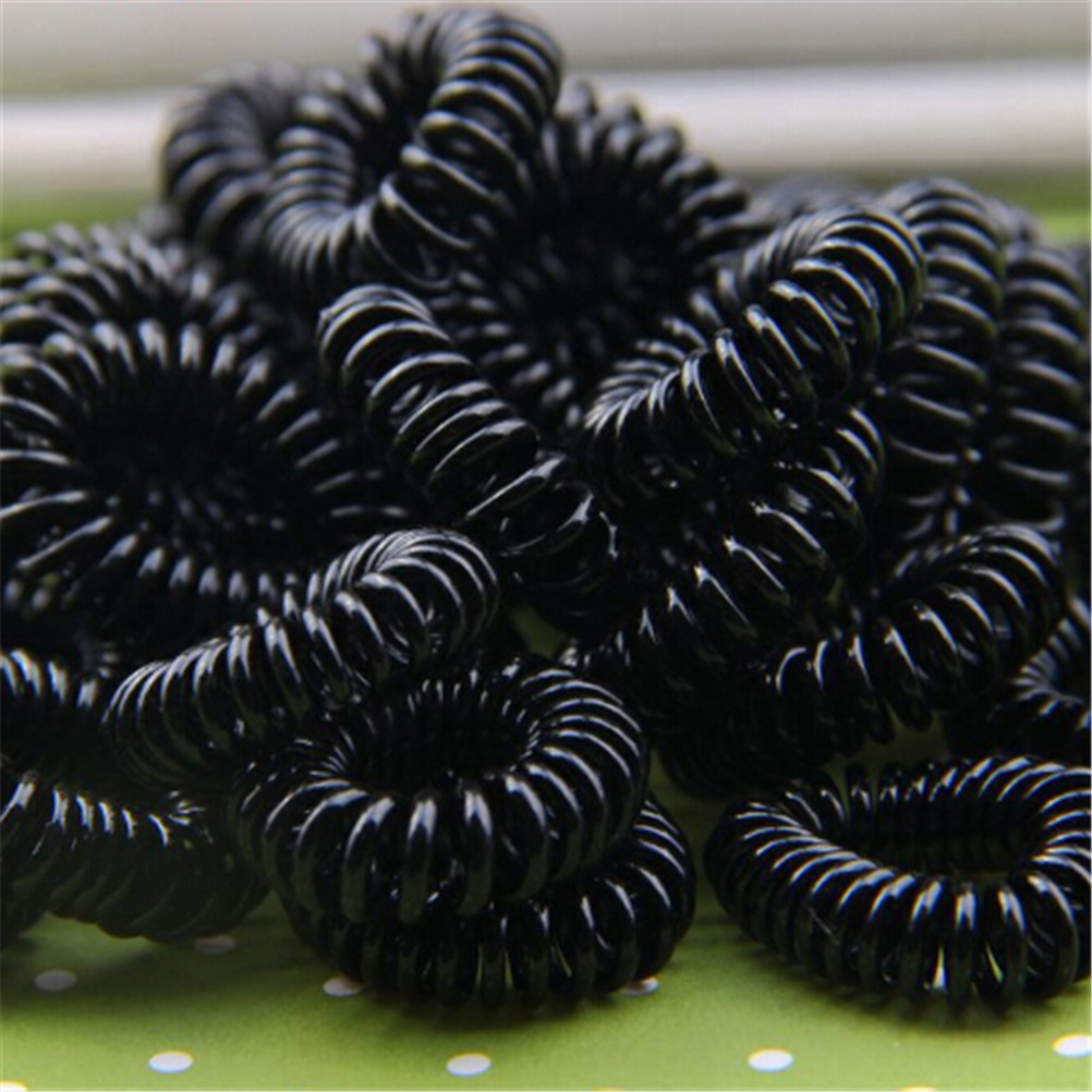 10 Uds Goma de resorte de plástico para lazos para el cabello sin pliegues bobina lazo para el cabello Cola de Caballo claro cable de teléfono bandas elásticas para el cabello accesorios para el cabello