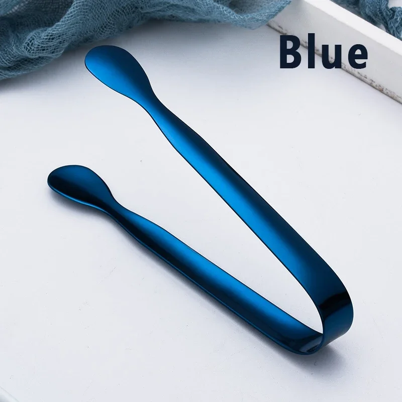 Pinza de hielo de acero inoxidable para pan, comida, Clip para barbacoa, abrazadera para hielo, barra de herramientas, accesorios de cocina, 10,8 cm: Azul