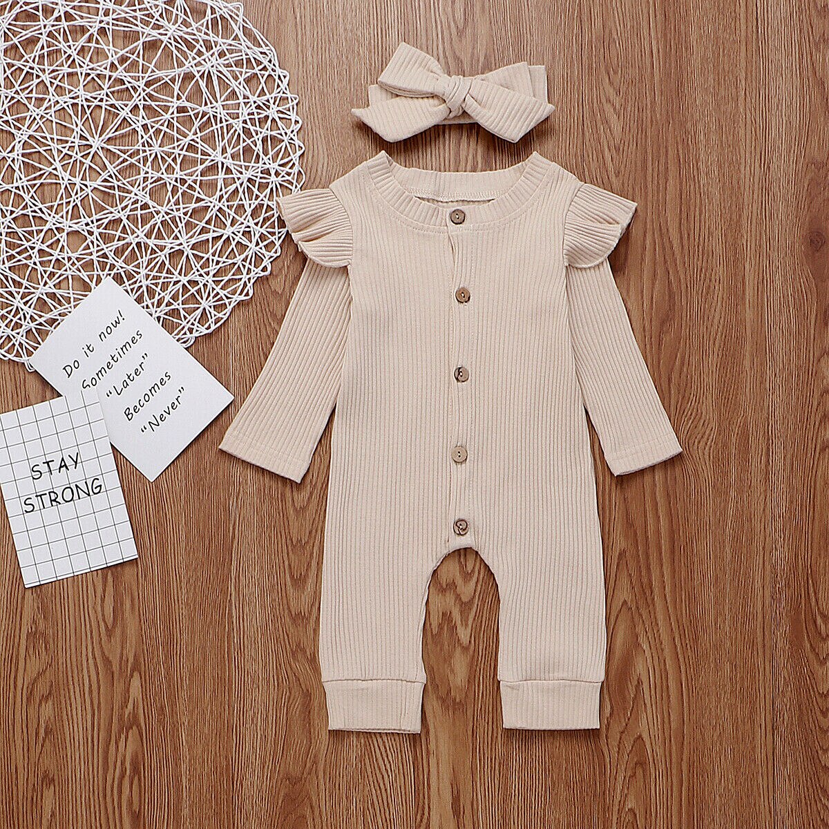 2Stck Neugeborenen Baby Mädchen Jungen Kleidung Gestrickte Baumwolle Strampler Gesamt Solide Outfits 0-24M