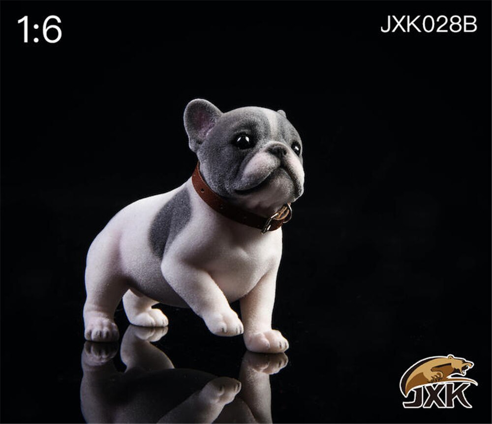 JXK 1/6 Hair French Bulldog Dog Pet Healing Figure Canidae Animal Collector Toy Resin Desktop Decoration