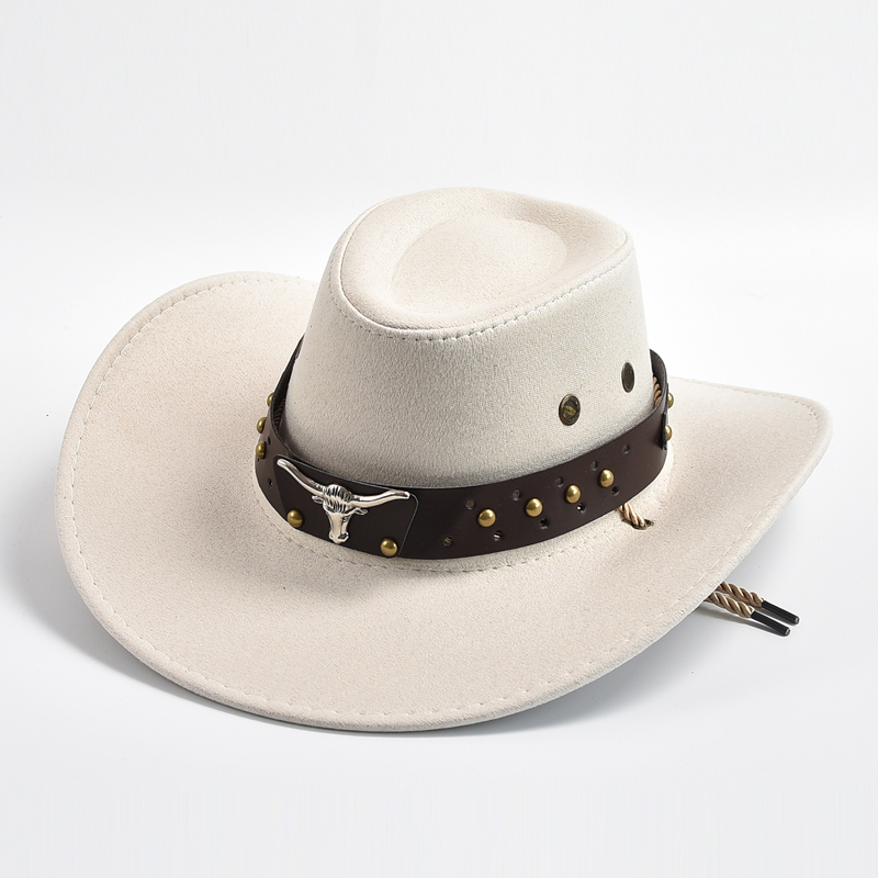 Nuevos sombreros de vaquero del oeste de gamuza Artificial, sombrero de Jazz de vaquera de caballero Vintage de borde grande, sombrero de Cosplay para de vacaciones