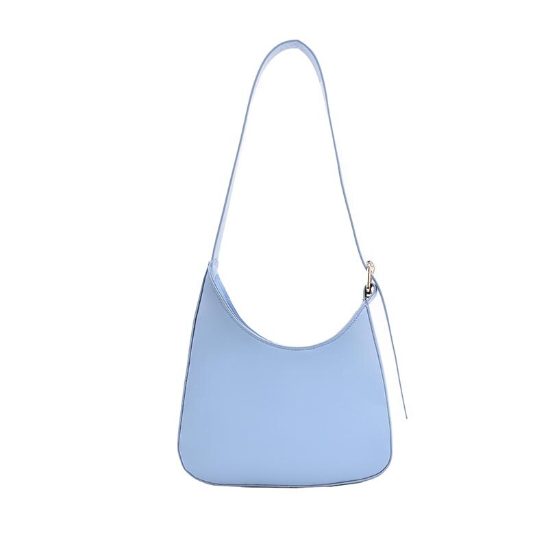 Style français En Cuir Sac À Bandoulière U Aisselle Petits Sacs À Main Pour Pochette Pour Femmes Sacs Couleur Uni Vintage Fourre-Tout Sac À Main: blue shoulder bag