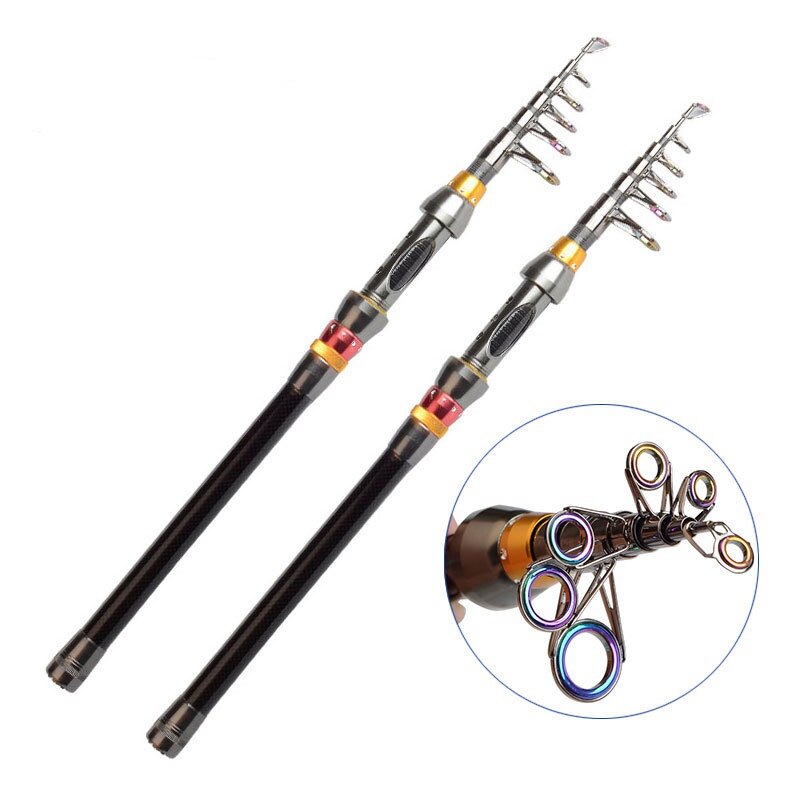 99% Carbon 1.8M 2.1M 2.4M 2.7M 3.0M 3.6M Portable Telescopic Fishing Rod Spinning Fish Hand Fishing Tackle Sea Rod Ocean rod