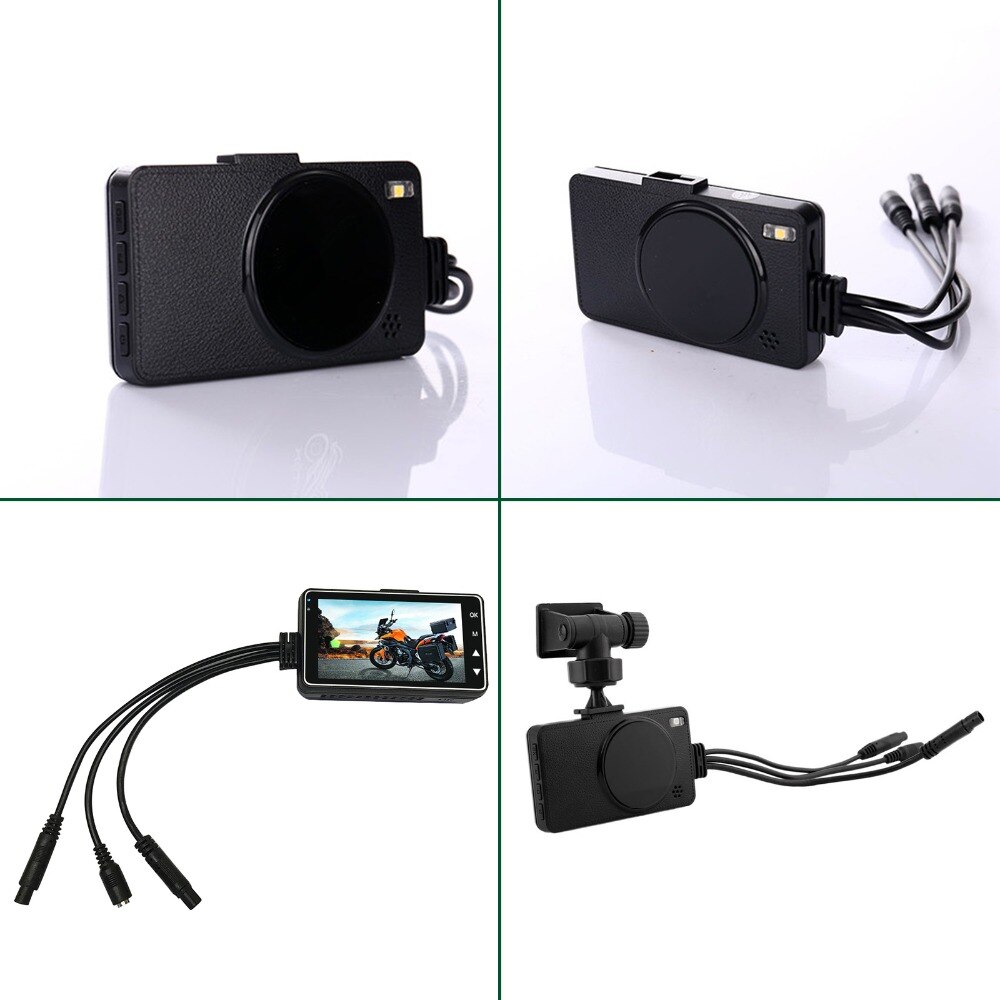 M18 cool mini motorfiets camera voor en achter camera systeem met 3 inch scherm 120 graden camera Motorfiets rijden video record