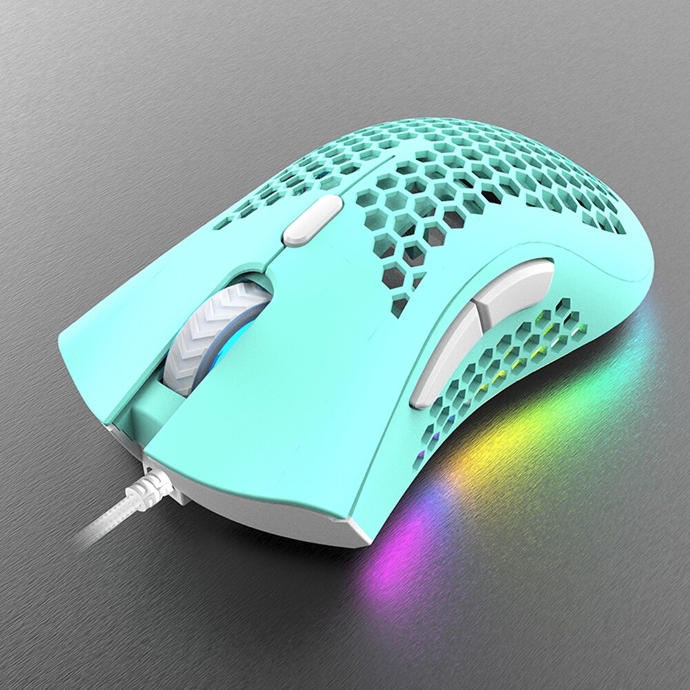 ALLOYSEED BM600 2,4 GHz Drahtlose Maus 2400DPI Einstellbare RGB hinterleuchtet Waben USB Optische Spielen Maus Gamer Mäbenutzen Für Laptop PC: grün Wired