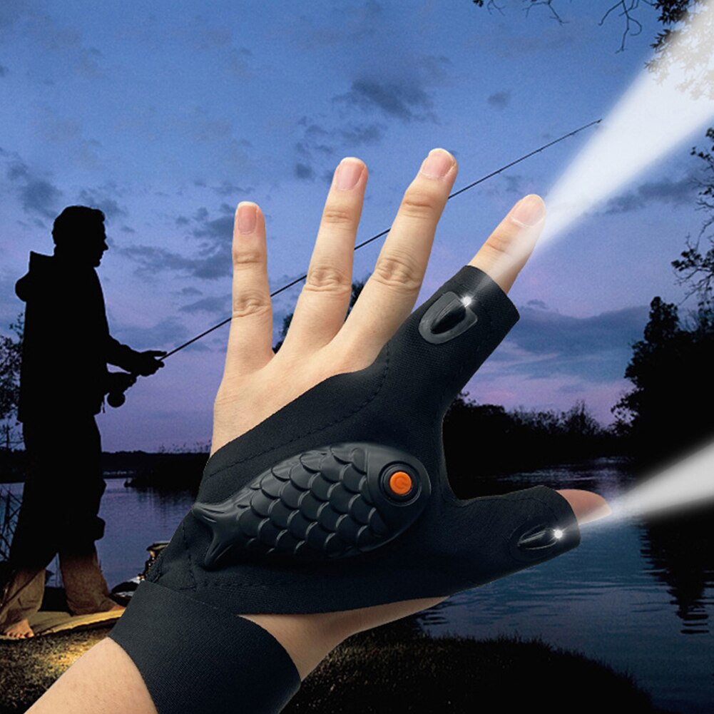 Rechargeable Flashlight Gloves Fingerless Gloves LED Lighting Repair Finger Lamp For Outdoor Night Fishing Camping Hiking Tool