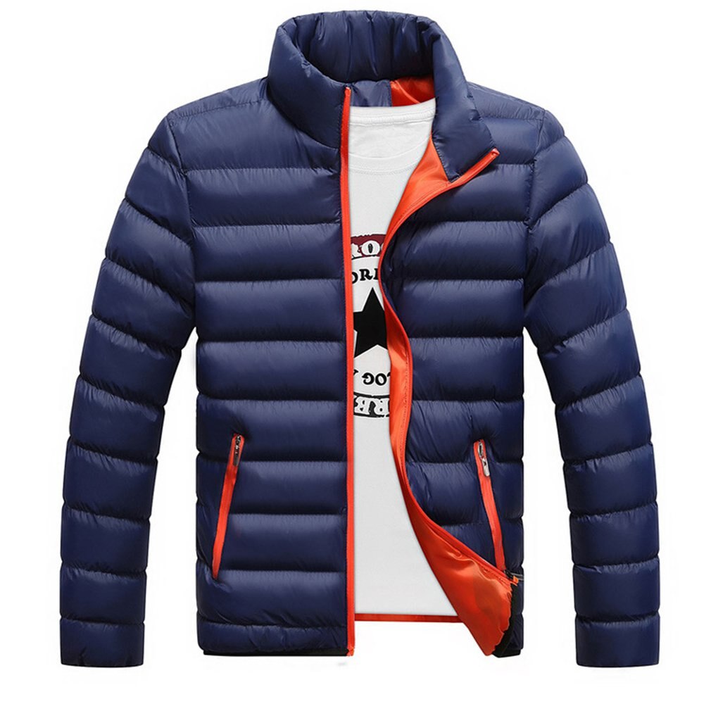 Men's Lightweight Packable Puffer Jacket Arrivals Autumn Winter Male Stand Collar Down Coats: Blue / M