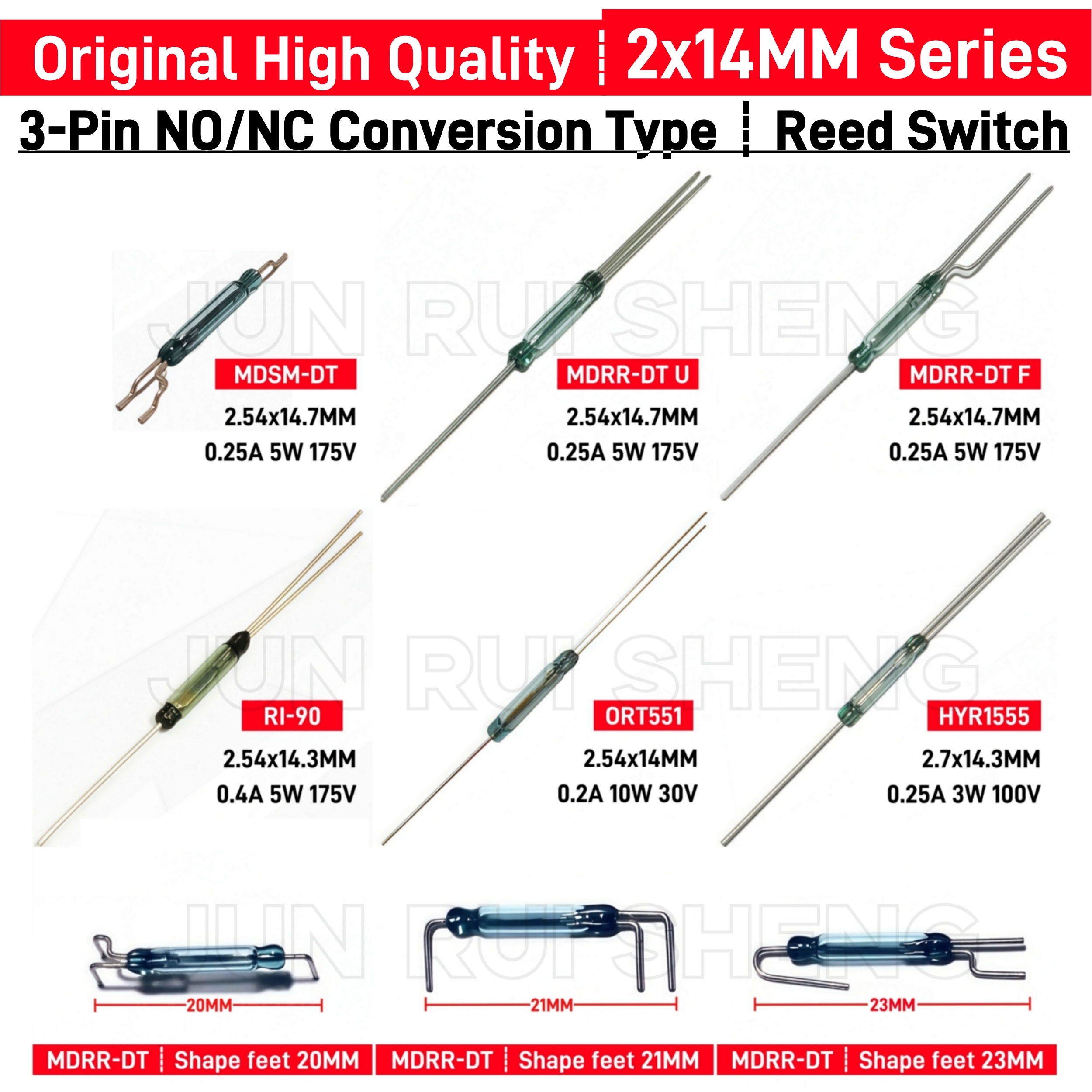 Reed Switch NO/NC SPDT MDRR-DT SMD MDSM-DT RI-90 ORT551 HYR1555 14M 3pin Normally Open/Closed Conversion Magnetic Contact Sensor