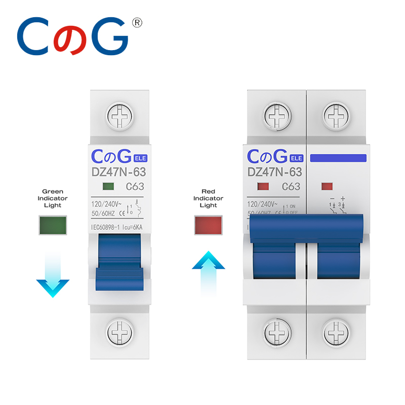 CG DZ47N 1 P/2 P 6A 10A 16A 20A 25A 32A 40A 50A 63A Stroomonderbreker 120/240 V MCB Din Rail Mount AC Disconnect Switch