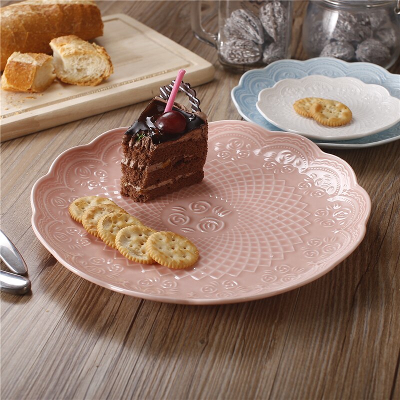 Nordic Style Candy Plate Ceramic Cake Plates Party Solid Color Tableware Tray Display Rack Afternoon Tea Snack Plate