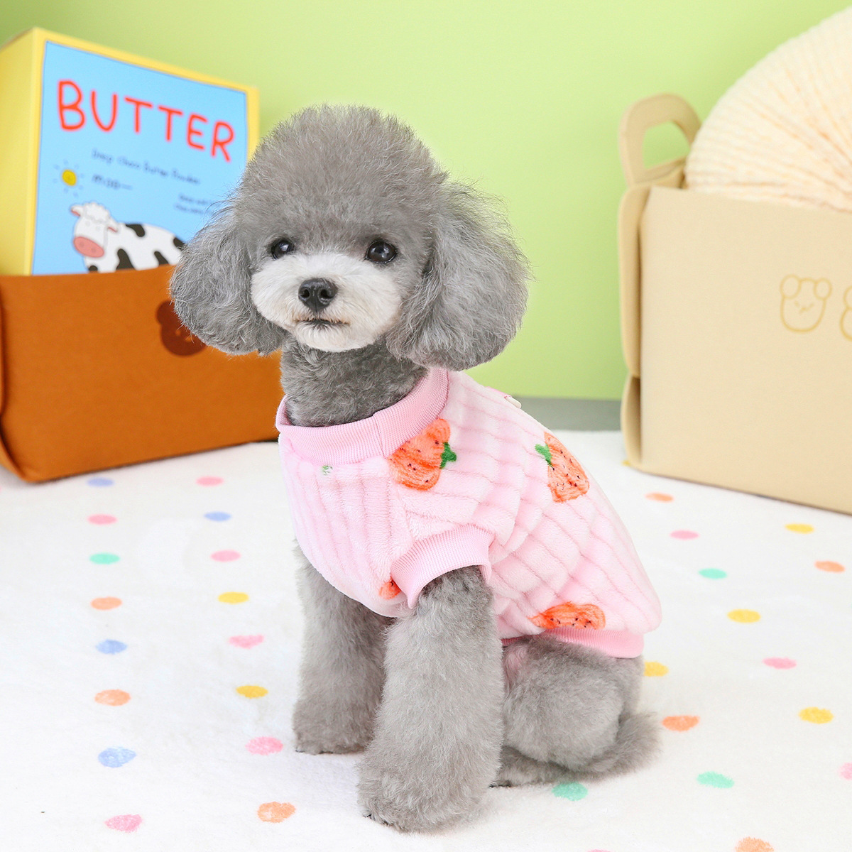 Haustier Fleece Weste Winter warme Hunde mäntel Welpen niedlichen Erdbeer muster Jacke für kleine mittlere Hunde Katzen Kleidung Chihuahua Kostüme