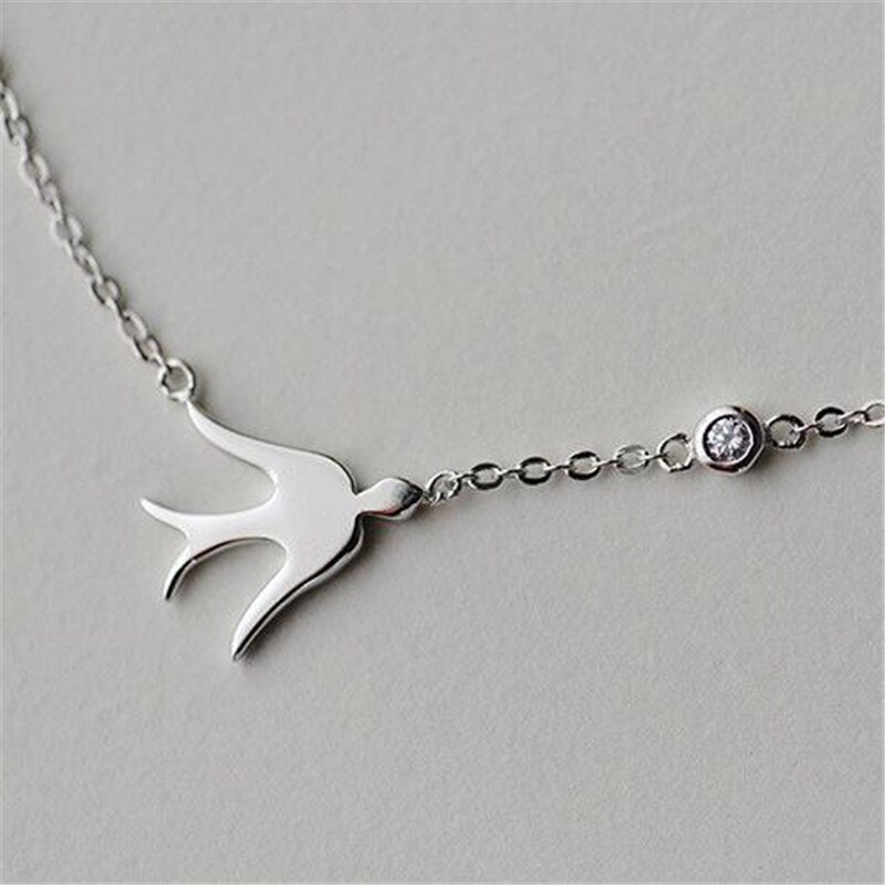 Lulu-porco ornamento pássaro engolir curto 925 prata colar feminino moda pingente ornamentos c009