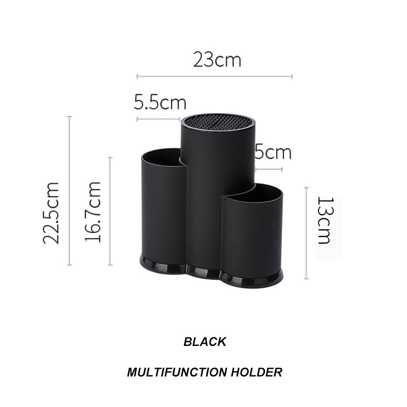 Multifunction Kitchen Utensil Holder Knife Block Silicone Cooking Tool Flatware Organizer Drainer Accessories Spoon Storage Rack: BLACK HOLDER