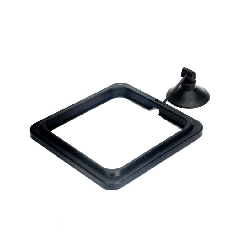 Anillo de alimentación flotante para acuario, comedero para acuario cuadrado redondo alimento para peces, bandeja con ventosa, Accesorios para tanque para peces: Black Square