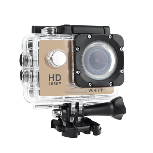 Mini Wifi Actie Camera Duiken 30M Waterdichte 1080P Full Hd Go Onderwater Helm Sport Camera Sport Dv 12MP foto Pixel Camera: Goud