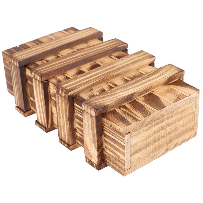 Vintage caja con rompecabezas de madera con cajón secreto madera mágica