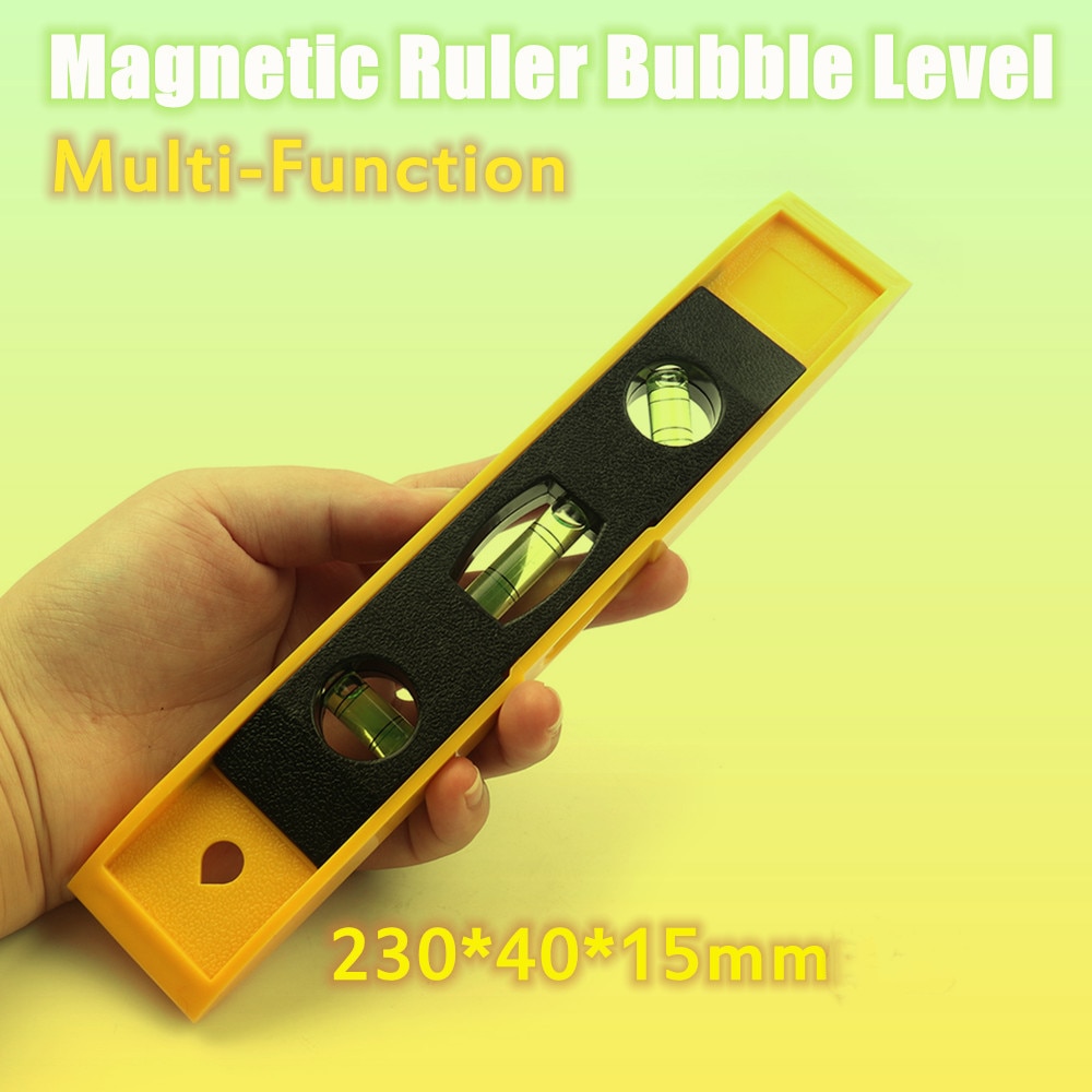 230mm 9.06 Inch Spirit Level Bubble Ruler Magnetic 3 Level Bubble Vertical/Horizontal/45 degree Level Measuring Instruments