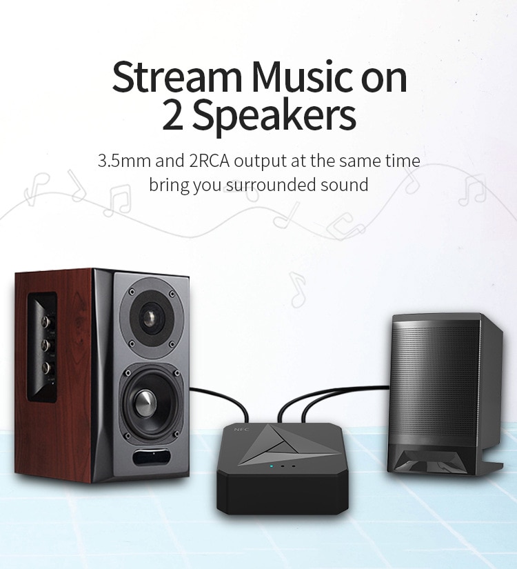 Bluetooth 5.0 Ontvanger Zender 3.5Mm Aux Jack Rca Muziek Wireless Audio Adapter Handsfree Call Mic Nfc Auto Kit Voor tv Auto Op