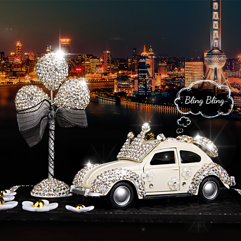 Luxus Diamant Jahrgang Auto Dekoration Zubehör Rosa einstellen Diamant Auto Modell Center Konsole Aromatherapie Ornament Bling