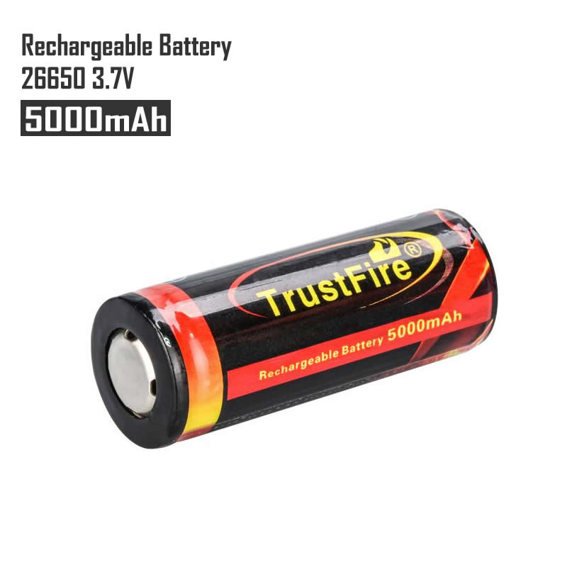 100% Original TrustFire 26650 3.7V 5000Mah Rechargeable Lithium Battery With PCB Protected Board for LED Flashlight