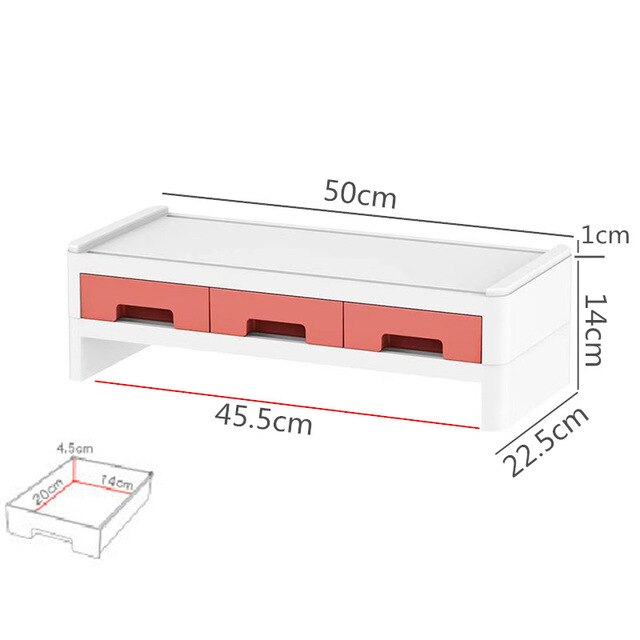 Multifunction Monitor Stand Table Desktop Computer Screen Riser Lockers Desk Organizer Stationery Books Storage Office Supplies: Double orange