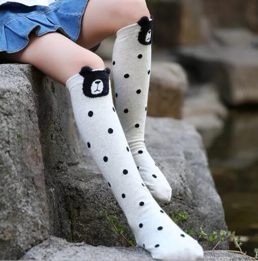 Nuovi cartoni animati dritti per bambini primavera e autunno calzini sopra il ginocchio orecchio Stereo ragazze gamba riscalda calzini per bambini: dot dog