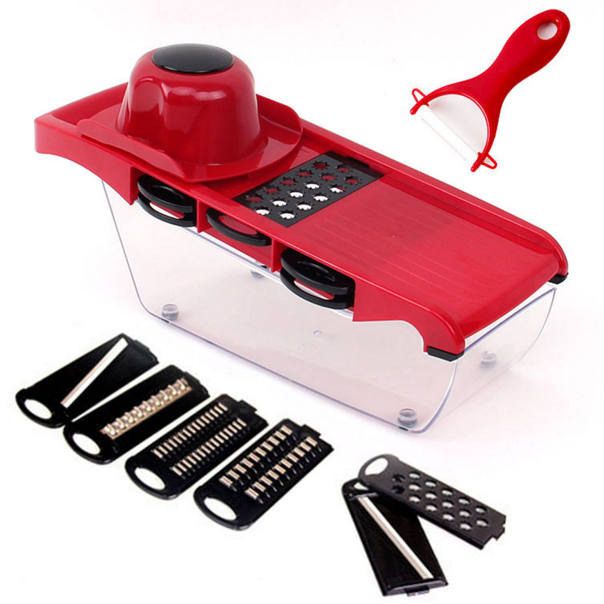 Groentesnijder Keuken Accessoires Mandoline Slicer Fruit Cutter Aardappel Dunschiller Wortel Kaas Rasp Plantaardige Slicer Tool: Red
