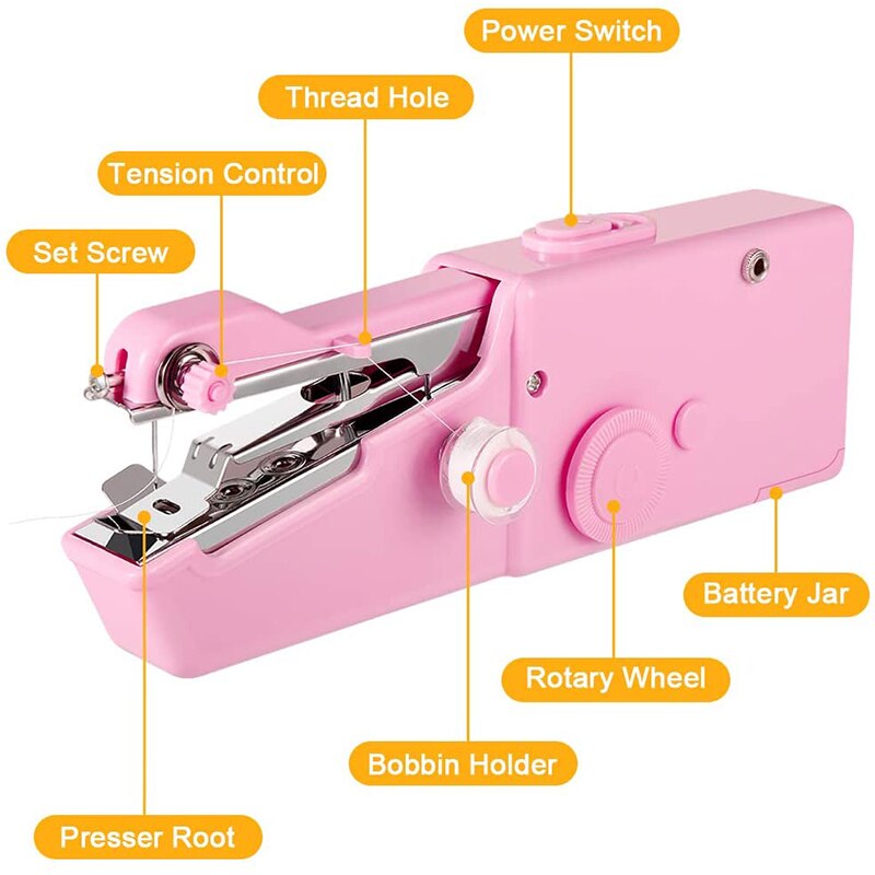 Handheld Sewing Machine Portable Mini Small Stapler Hand Sewing Machine Handy Stitch Cordless Lightweight for Thin Fabric