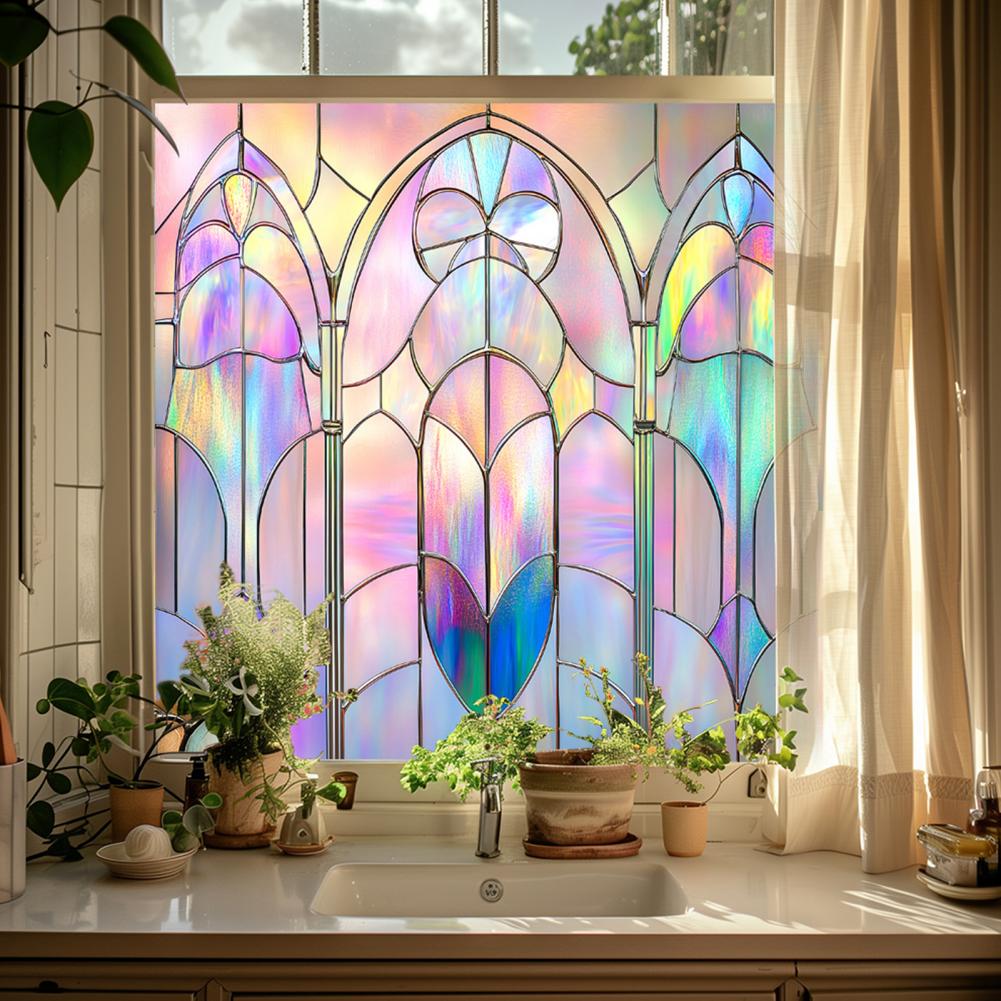 Stained Glass Static Window Privacy Film Sun Blocking Glass Cling Waterproof PVC Home Bathroom Window Covering Film Sticker