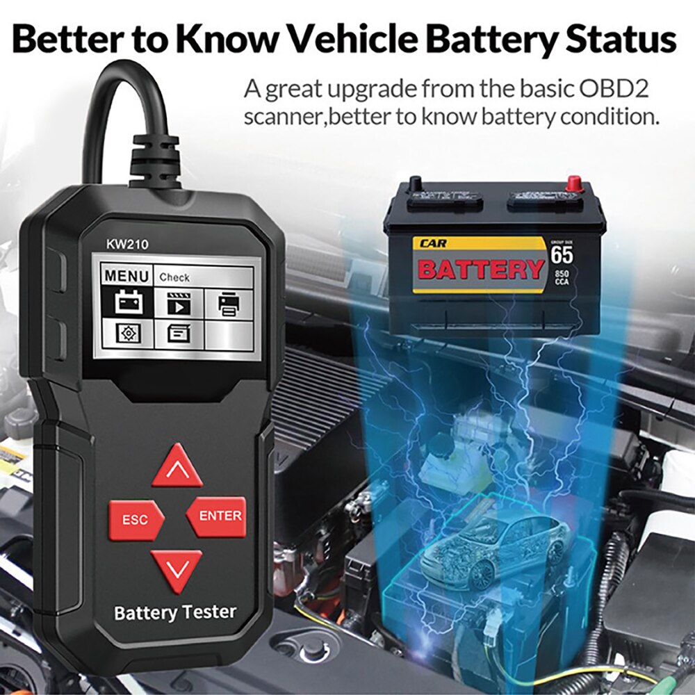 KONNWEI KW210 Automatic Smart 12V Car Battery Tester Auto Battery Analyzer 100 to 2000CCA Cranking Car Battery Tester Upgraded