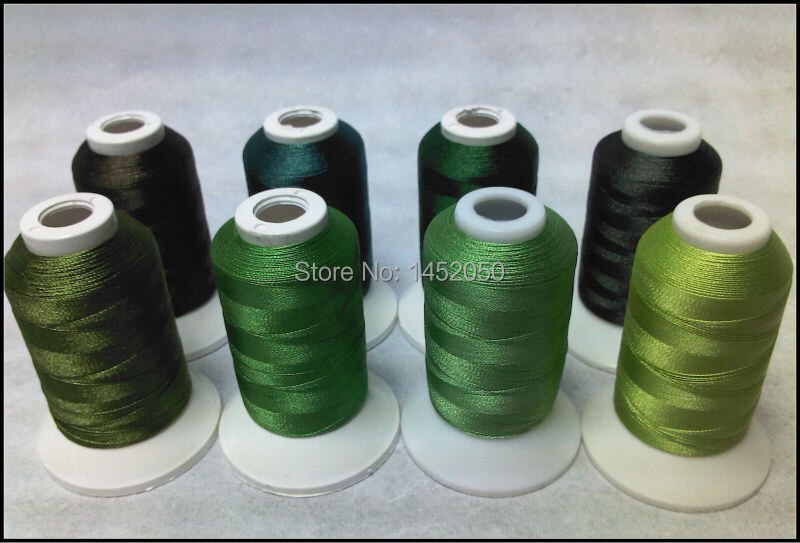 Groene kleuren borduurmachine draad 8 spoelen