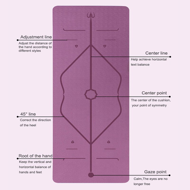 Estera de Yoga TPE antideslizante con línea de posición, cuerda de transporte libre, esterilla de Pilates para gimnasio al aire libre, Yoga, ejercicio Fitness